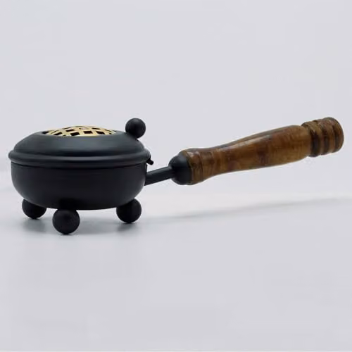 KDMD Med Iron Censer Incense Burner in Grey with Gold Detail – 2
