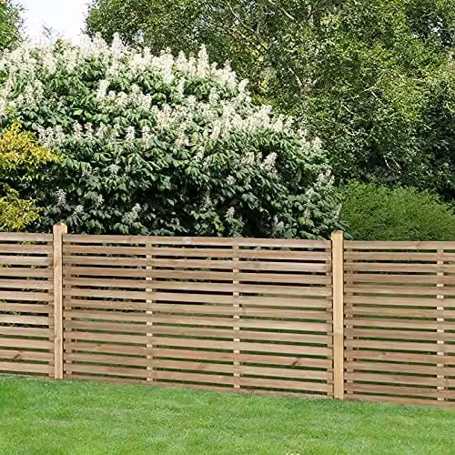 Forest Garden Brown Impregnated Wood Slatted Fence Panel Pack of 3, W: 182.88 cm, H: 44 cm – 2