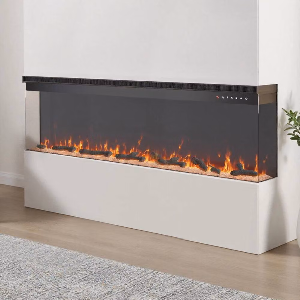 FORGEVIO 80 inch 3 Sided Panoramic Electric Fireplace in Black – 2
