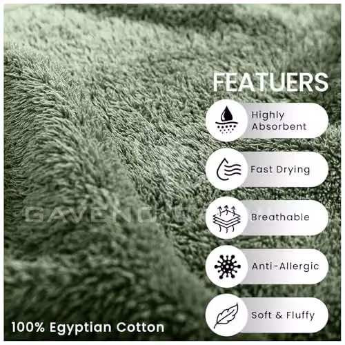 Gaveno Cavailia 8 Piece Egyptian Cotton Towel Set, Sage Green – 3