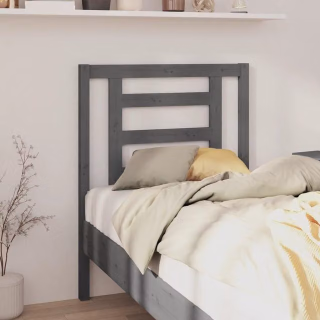 Berkfield Home Grey Rustic Solid Pine Wood Bed Headboard W/D/H: 81 x 4 x 100 cm