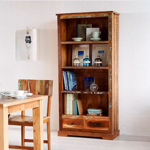 IH Design Reclaimed Boat Large Multicolour Wood Bookcase