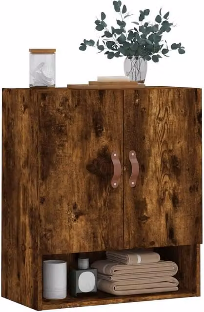 Berkfield Home Smoked Oak Wall Cabinet in Brown, W/D/H: 60 x 31 x 70 cm – 1