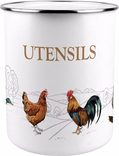 Purely Home Country Farm Animals Kitchen Utensil Holder, Multicoloured Metal
