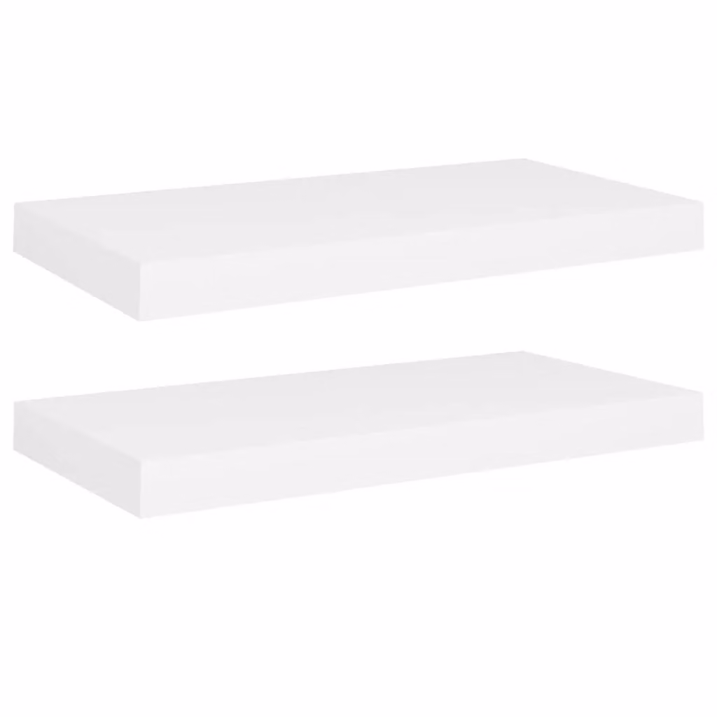 Berkfield Home White Floating Wall Shelves, 2 Piece MDF Set, W: 50 cm, D: 23 cm, H: 3.8 cm – 2