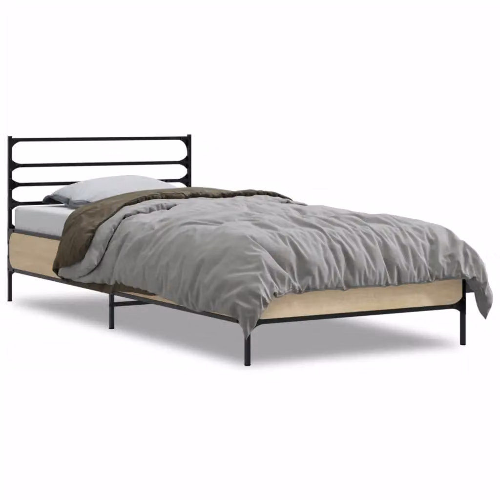 Berkfield Home Sonoma Oak Bed Frame in Brown W/D/H: 100 x 200 cm – 2