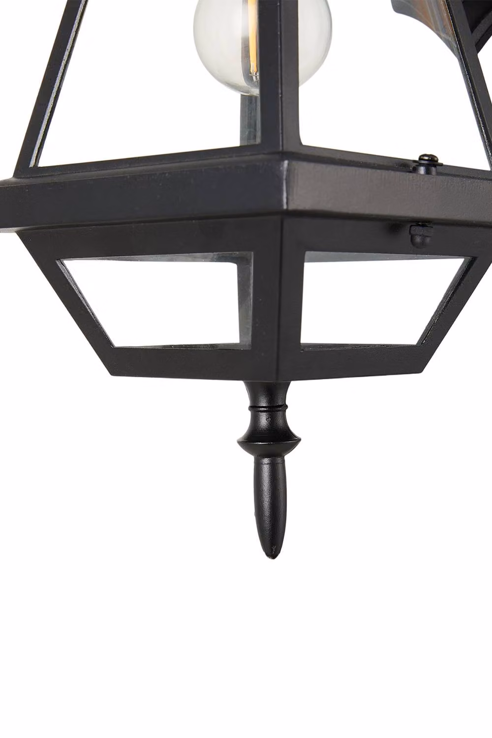 Living and Home Black Metal Outdoor Wall Lantern with Dusk Sensor and Transparent Glass – 4