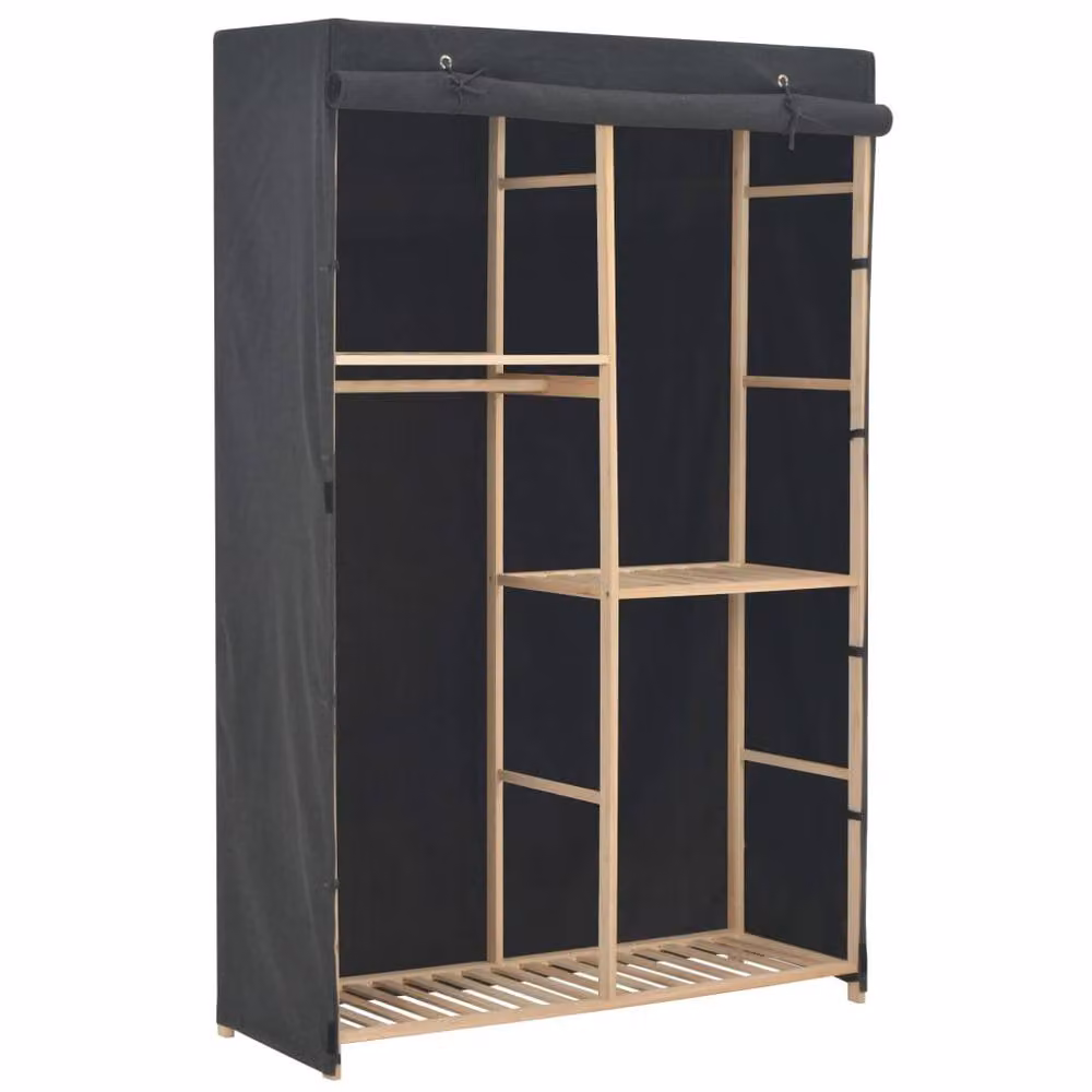 Berkfield Home 3-Tier Grey Fabric Wardrobe with Roll Shutter, W/D/H: 110 x 40 x 170 cm – 2