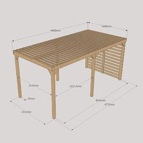 Buttercup Farm Wood Shade Pergola in Light Green, W: 480 cm, D: 240 cm, H: 270 cm – 5