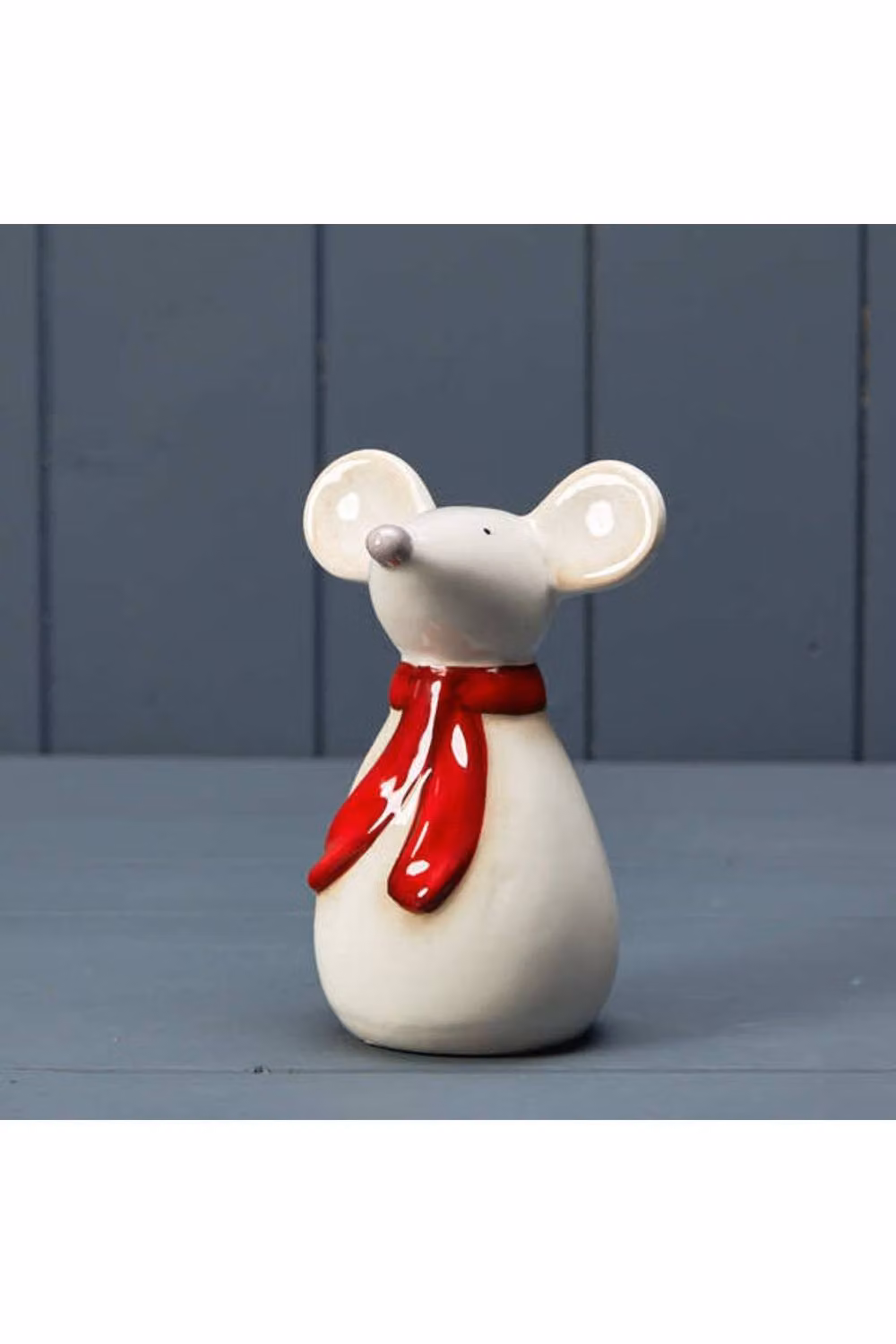 KDMD White Ceramic Mouse with Red Scarf Tabletop Ornament – 2