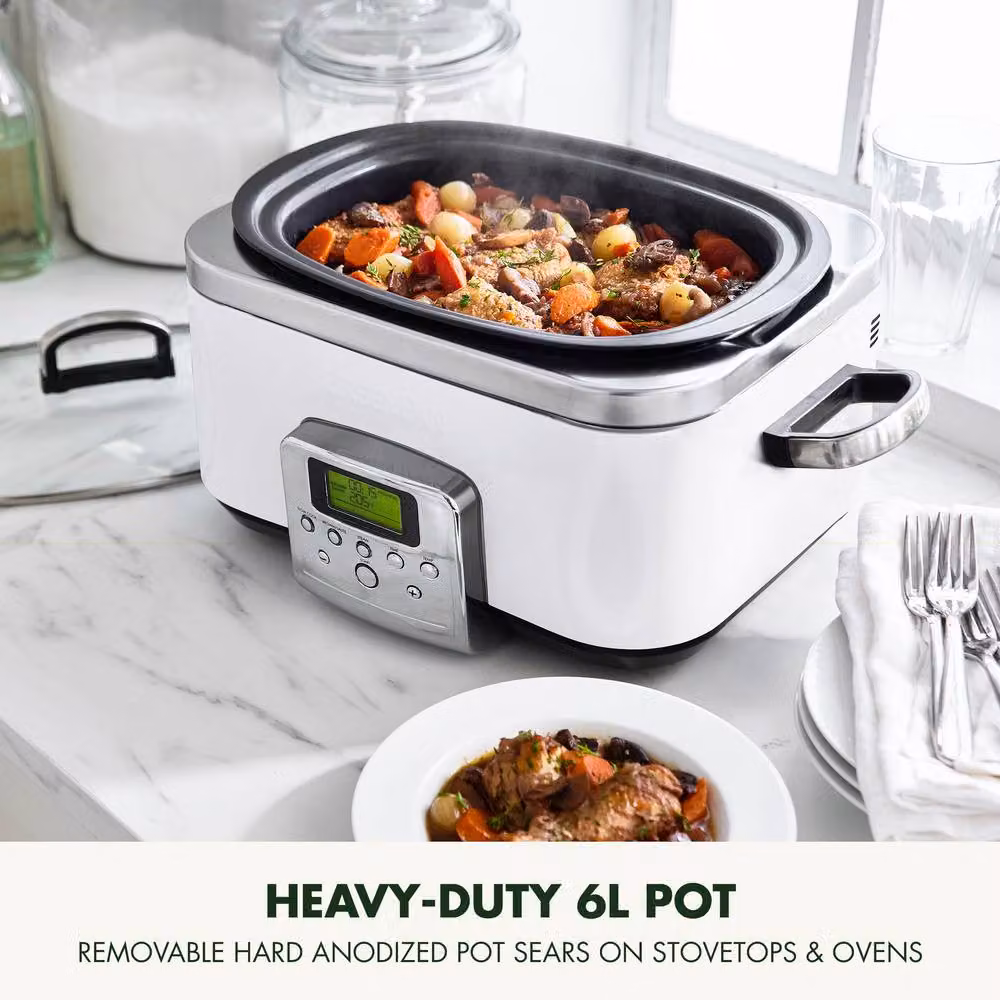 GreenPan Elite 8-in-1 6L Slowcooker with PFAS-Free Ceramic Non-stick Coating in White – 2
