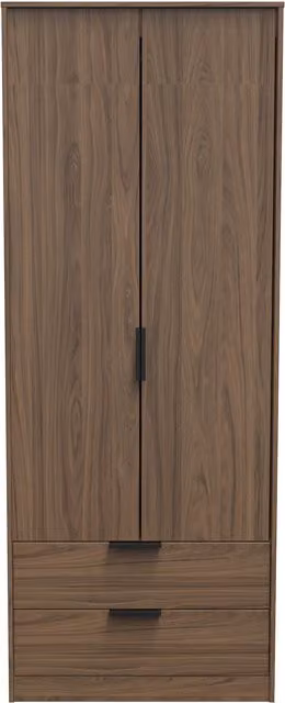 Ready Assembled Fuji 2 Door 2 Drawer Wardrobe in Walnut Brown