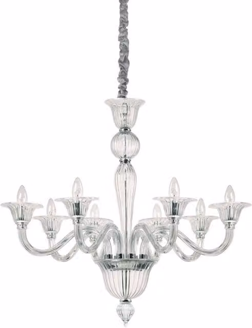 Netlighting Brigitta 8 Light Pendant Light in Transparent Glass and Metal with E14 Sockets