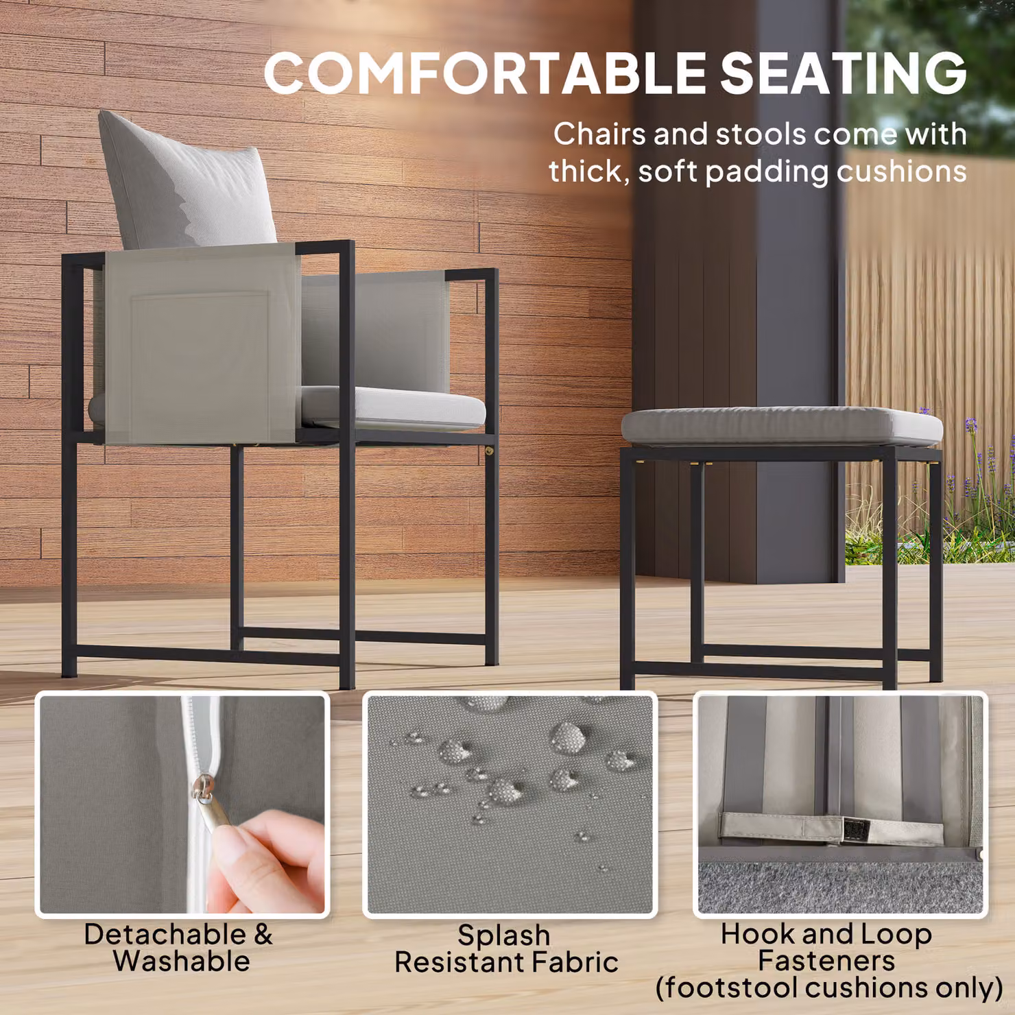 Outsunny Nine-Piece Modern Garden Dining Set with Powder Coated Steel Frame and Plastic Details in Grey – 4