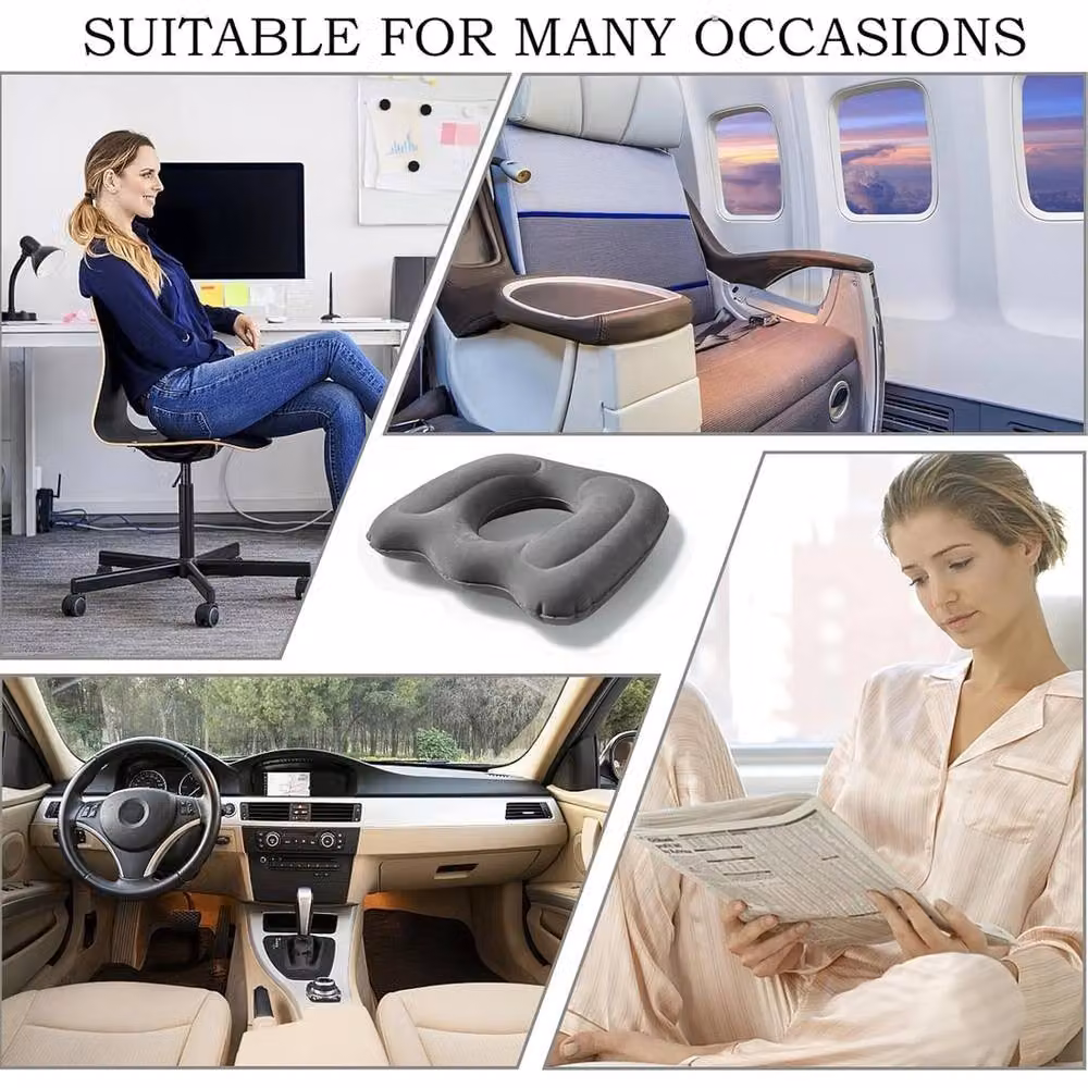NESTLUNE Inflatable Orthopaedic Coccyx Seat Cushion Pillow in Grey, W/D/H: 190 x 100 x 1 cm – 2