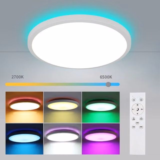 Pheashine 24W LED Ceiling Light with Remote Control, 3-Colour Dimmable, White, Diameter: 28 cm