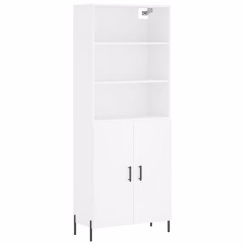 vidaXL Modern White Highboard Sideboard with Doors and Shelves in Engineered Wood