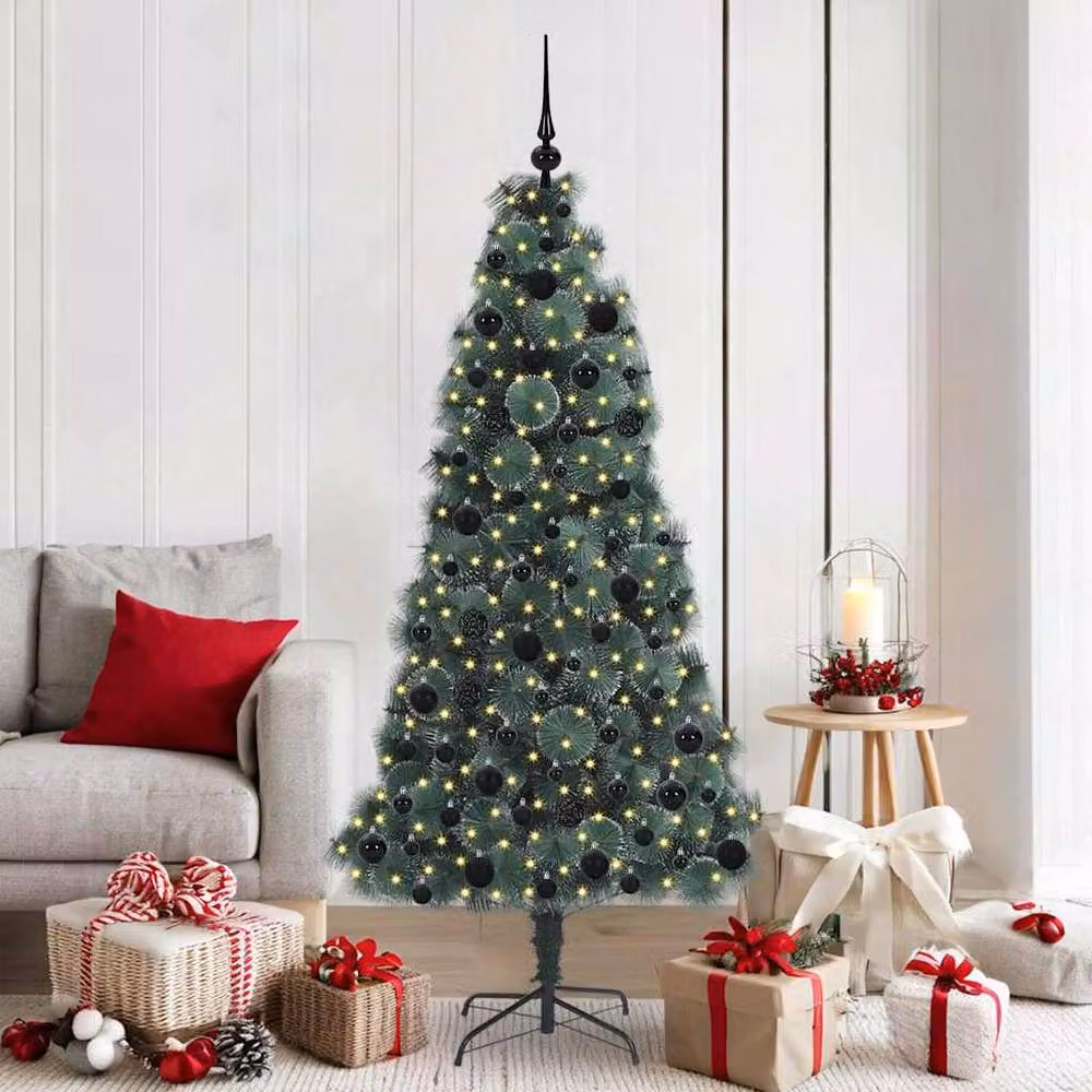 Berkfield Home Elegant Pre-lit Artificial Christmas Tree with Ball Set, Green, Height: 180 cm – 2