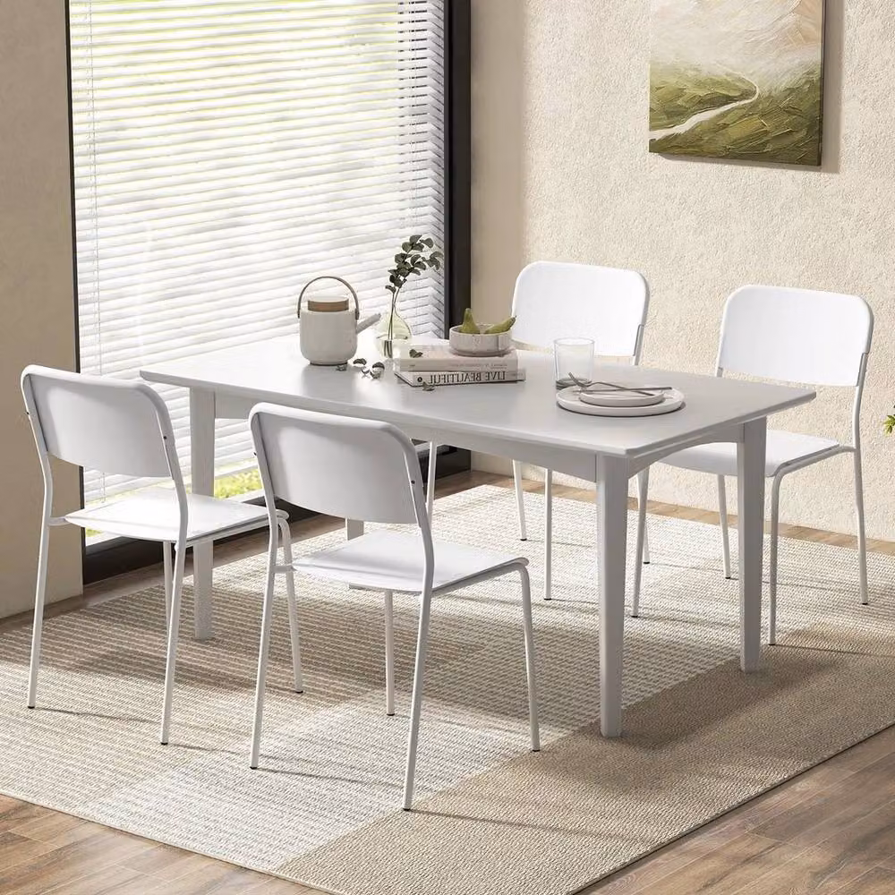 Kelvenix Modern Stackable Dining Chairs Set of 4 in Matt White – 3