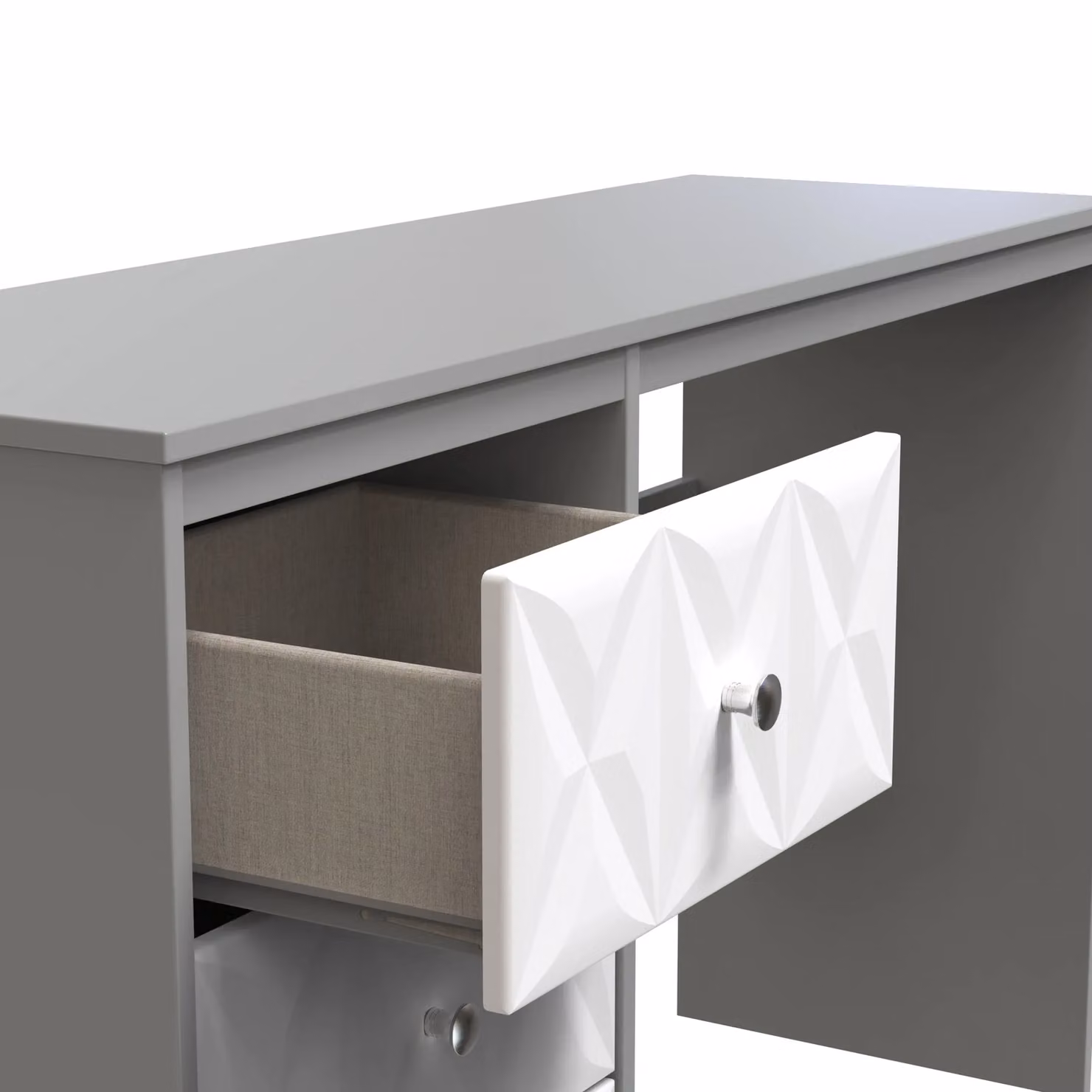 Ready Assembled 2 U Memphis 3 Drawer Desk in Mid Grey – 3