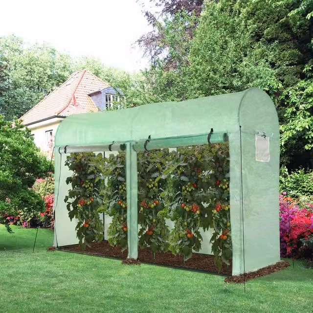Outsunny Green Freestanding Garden Plant Growth Greenhouse with Roller Windows and Steel Frame