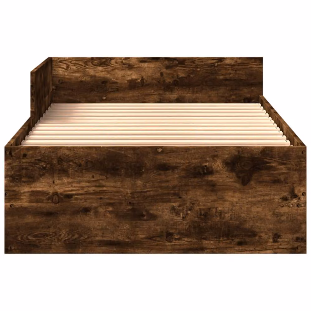 Berkfield Home Smoked Oak Bed Frame in Brown, W/D/H: 100 x 200 cm – 4