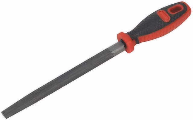 Loops 200mm Half-Round Engineers File in Red with Comfort Grip Handle