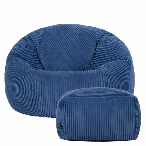 icon Kingston Cord Bean Bag and Footstool with Filling Included, Blue – 3