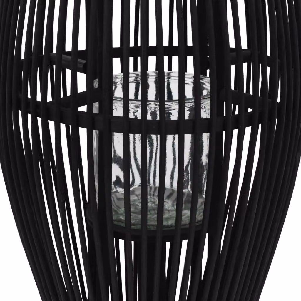 Berkfield Home Hanging Bamboo Candle Lantern Holder, Black, Height: 60 cm – 2