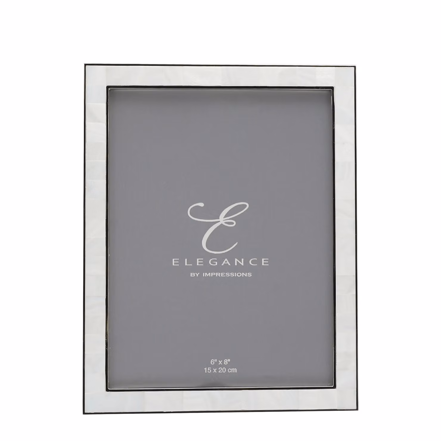 Widdop and Co Elegance Nickel and Mother of Pearl Single Rectangular Tabletop Photo Frame, Silver and White, W/H: 15.24 x 22.0 cm – 2