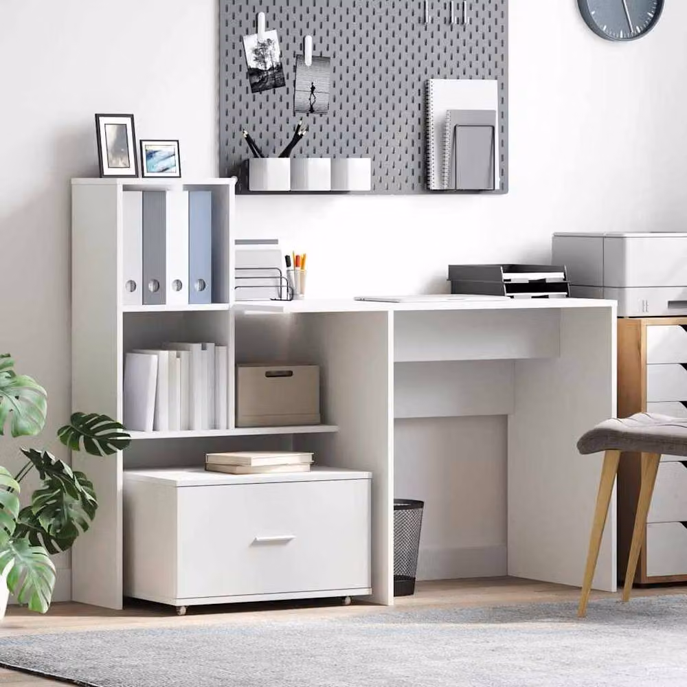 Berkfield Home White Drawer Cabinet with Castors, W: 55 cm, D: 45 cm, H: 33.5 cm – 2
