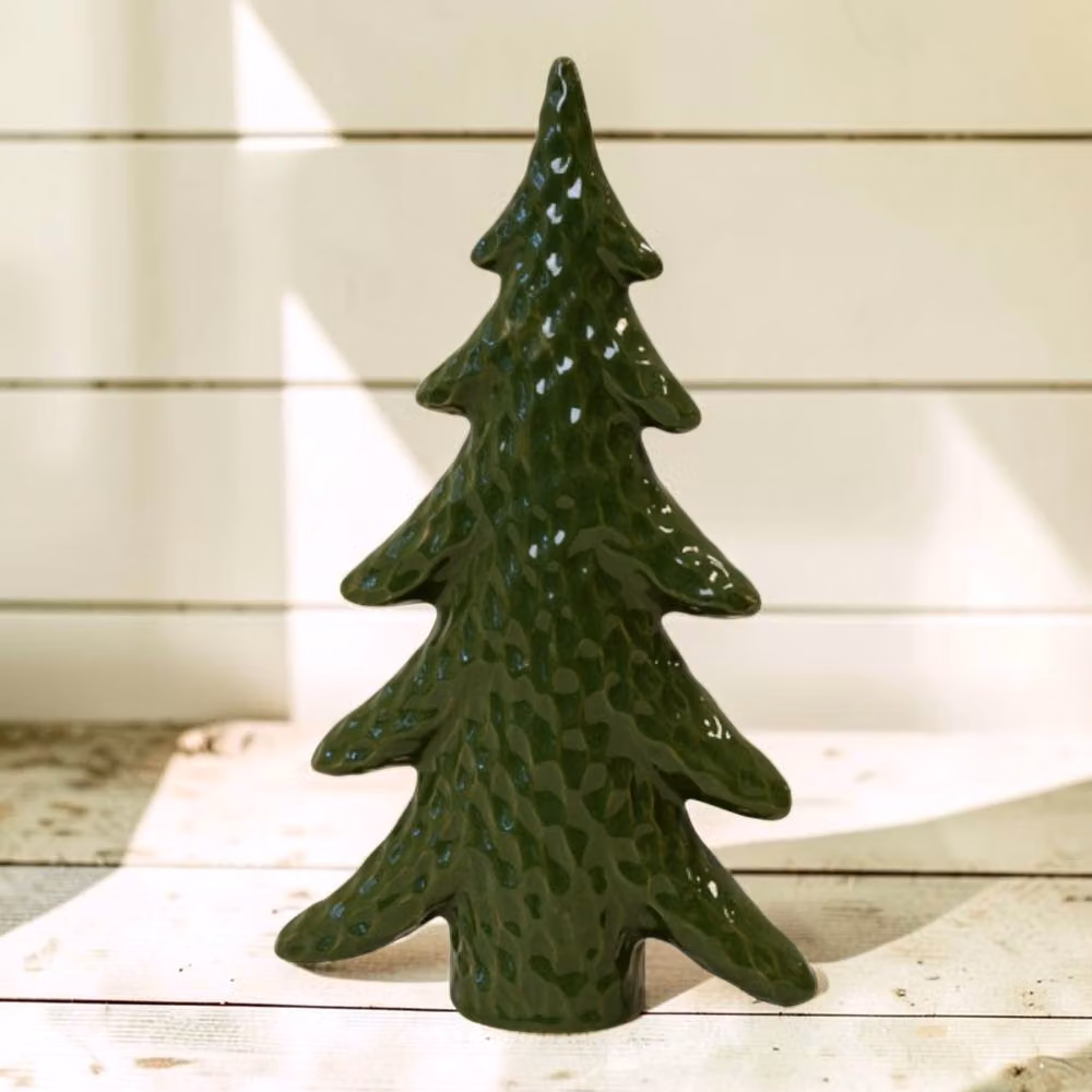 Four Candle Large Dimpled Green Ceramic Christmas Tree Ornament, Height: 27 cm – 2