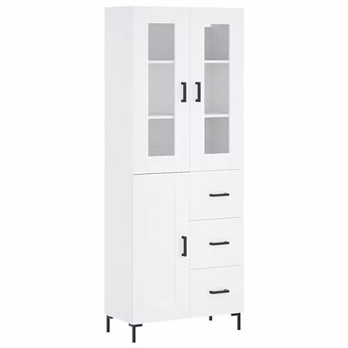 vidaXL Modern White Highboard with Hinged Doors and Internal Shelves, W: 69.5 cm, D: 34 cm, H: 180 cm – 1