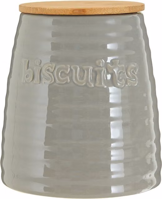 Orsina Maison by Premier Winnie Grey Dolomite Biscuit Canister with Bamboo Lid