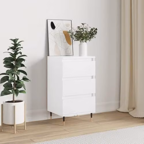 vidaXL Modern White Sideboard in Matt MDF and Metal, W/D/H: 40 x 35 x 70 cm – 2