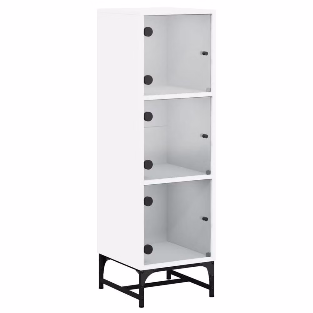 Berkfield Home Modern White Highboard with Glass Doors W/D/H: 35 x 37 x 120 cm – 2