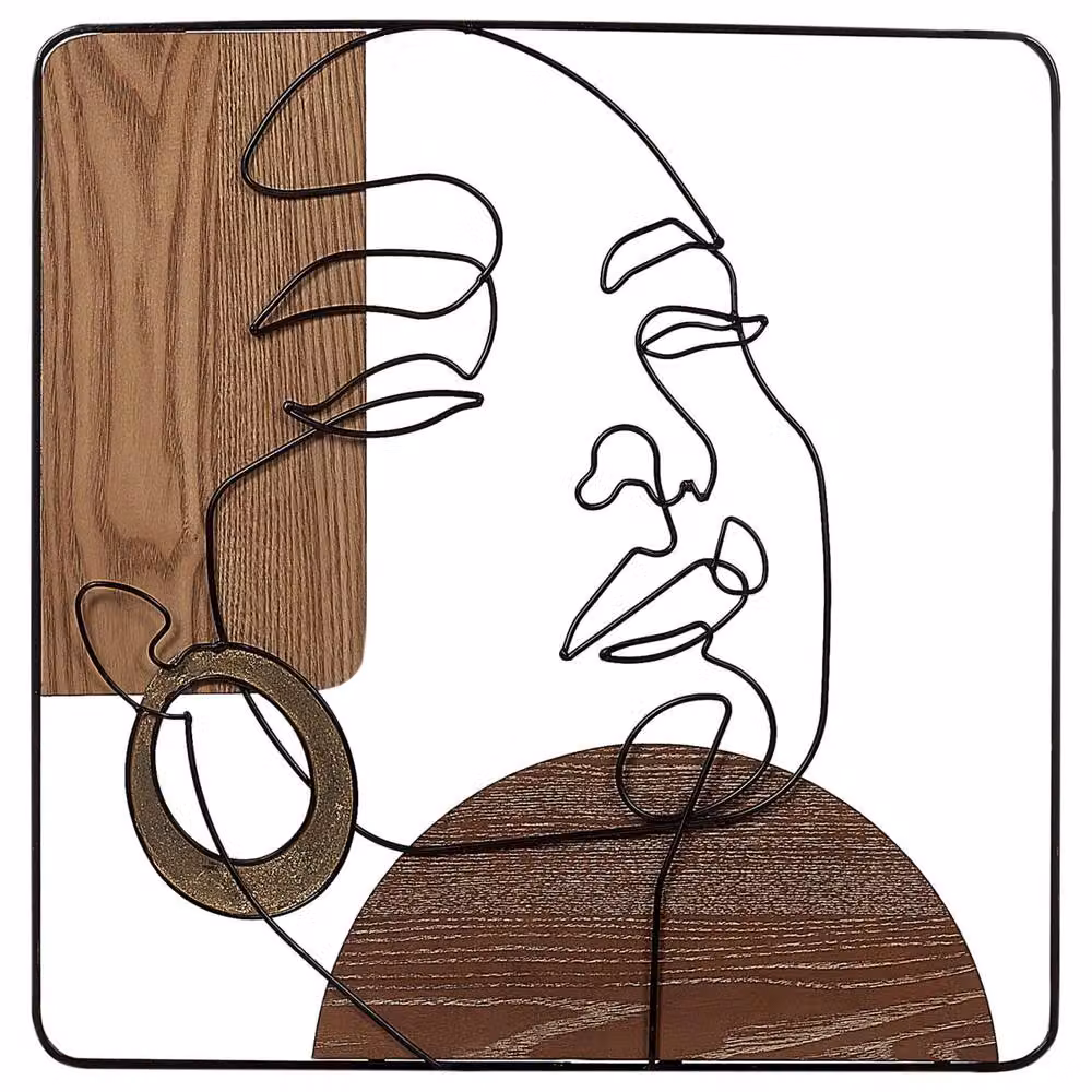 Wyld and Coco Brown Minimalist Geometric Abstract Metal Wall Art, W: 50 cm, H: 50 cm – 2