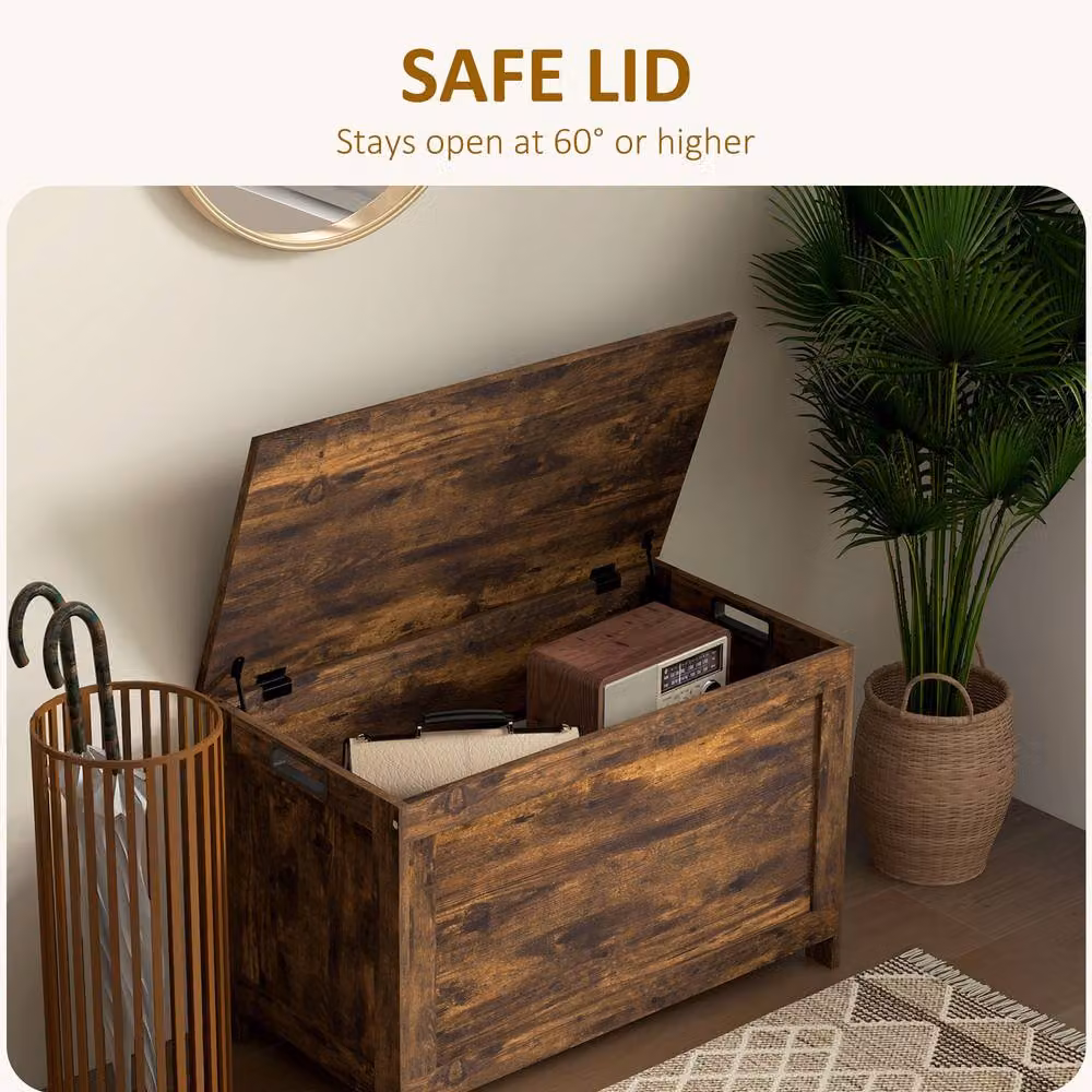 STILVORA Storage Chest with Safety Hinges in Rustic Brown – 4