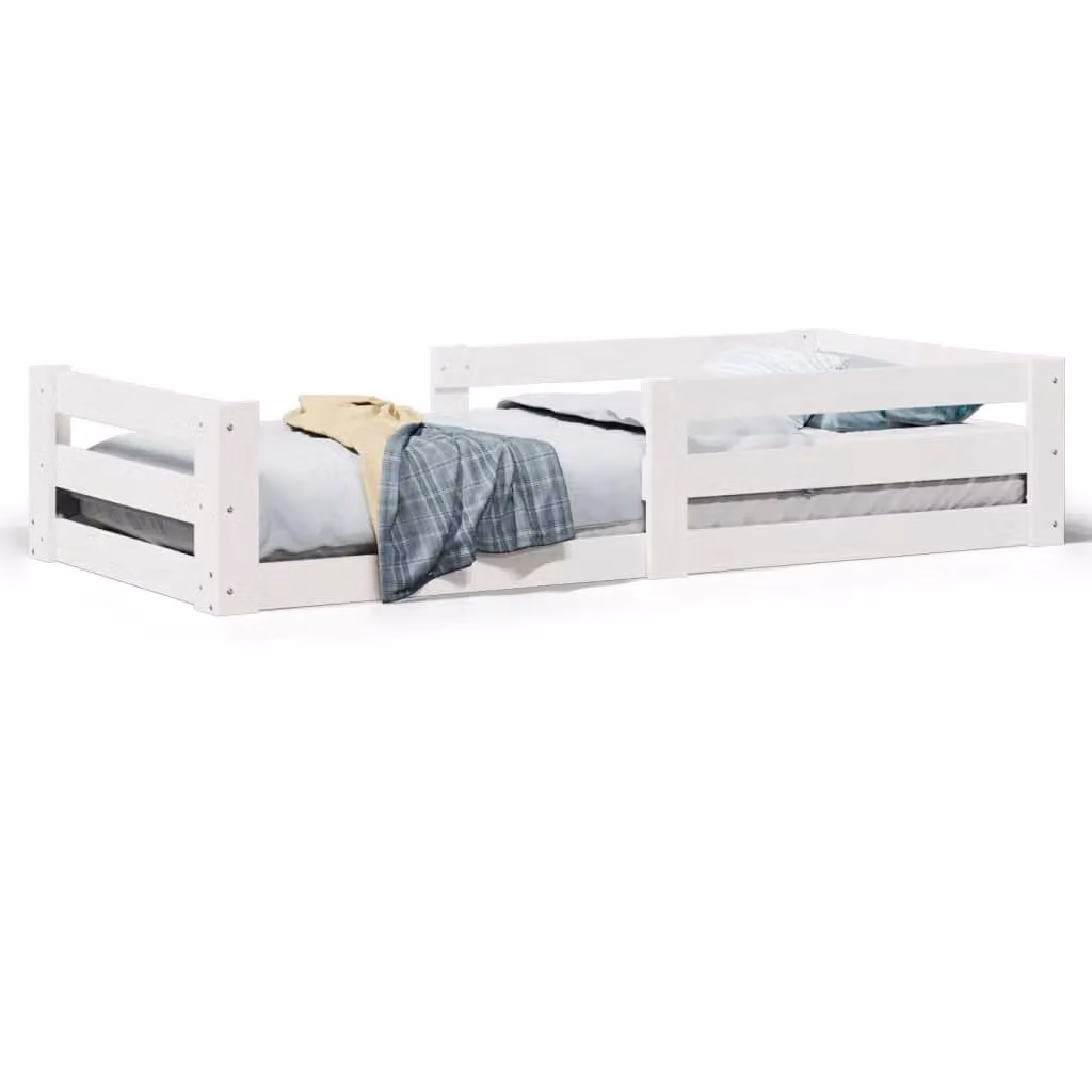 Berkfield Home White Solid Pine Wood Bed Frame W/D/H: 90 x 200 cm