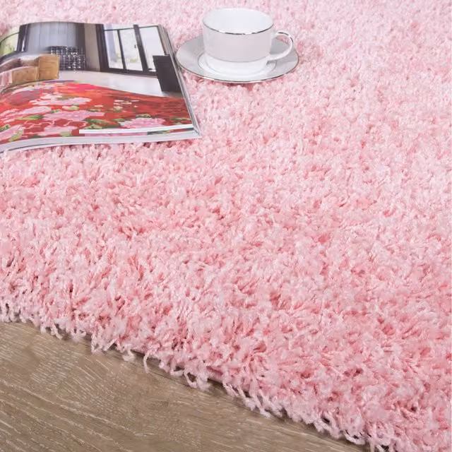 The Rug House Soft Value Shaggy Square Rug in Pink, W x D: 135 x 135 cm