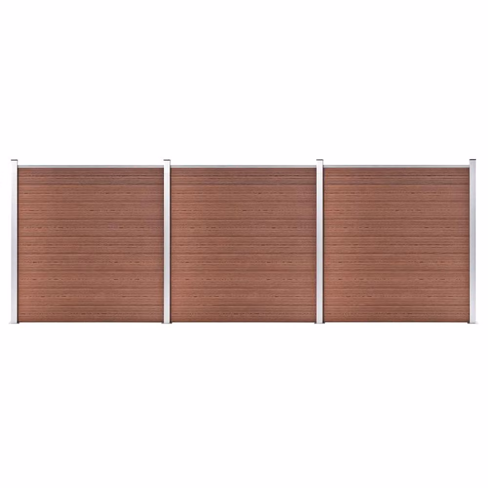 Berkfield Home Durable WPC Garden Fence, Brown, W: 526 cm, H: 186 cm – 2