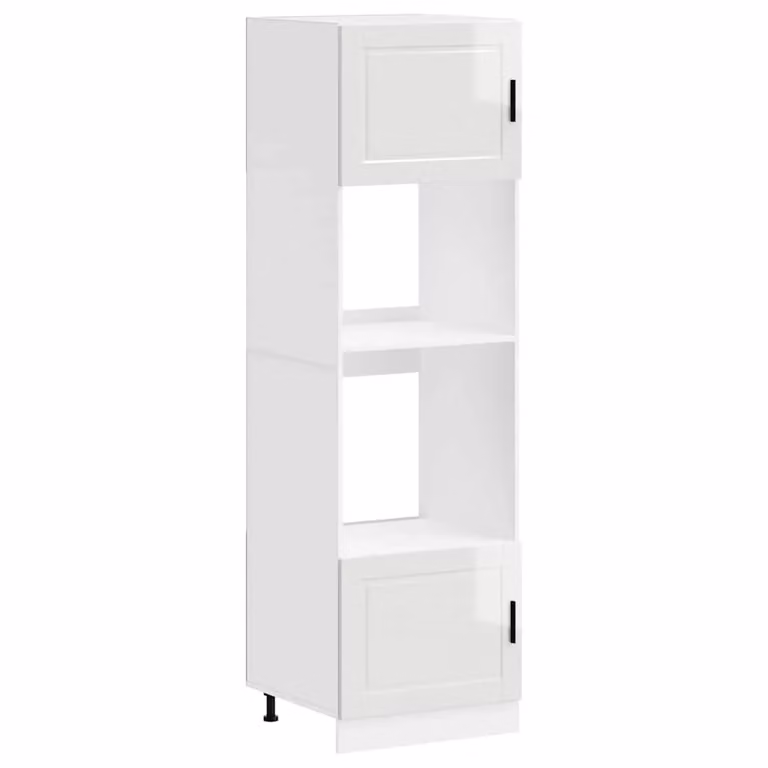 Berkfield Home Porto Gloss White Freestanding Kitchen Appliance Housing Units with Hinged Doors and Internal Shelves, 2 Pack