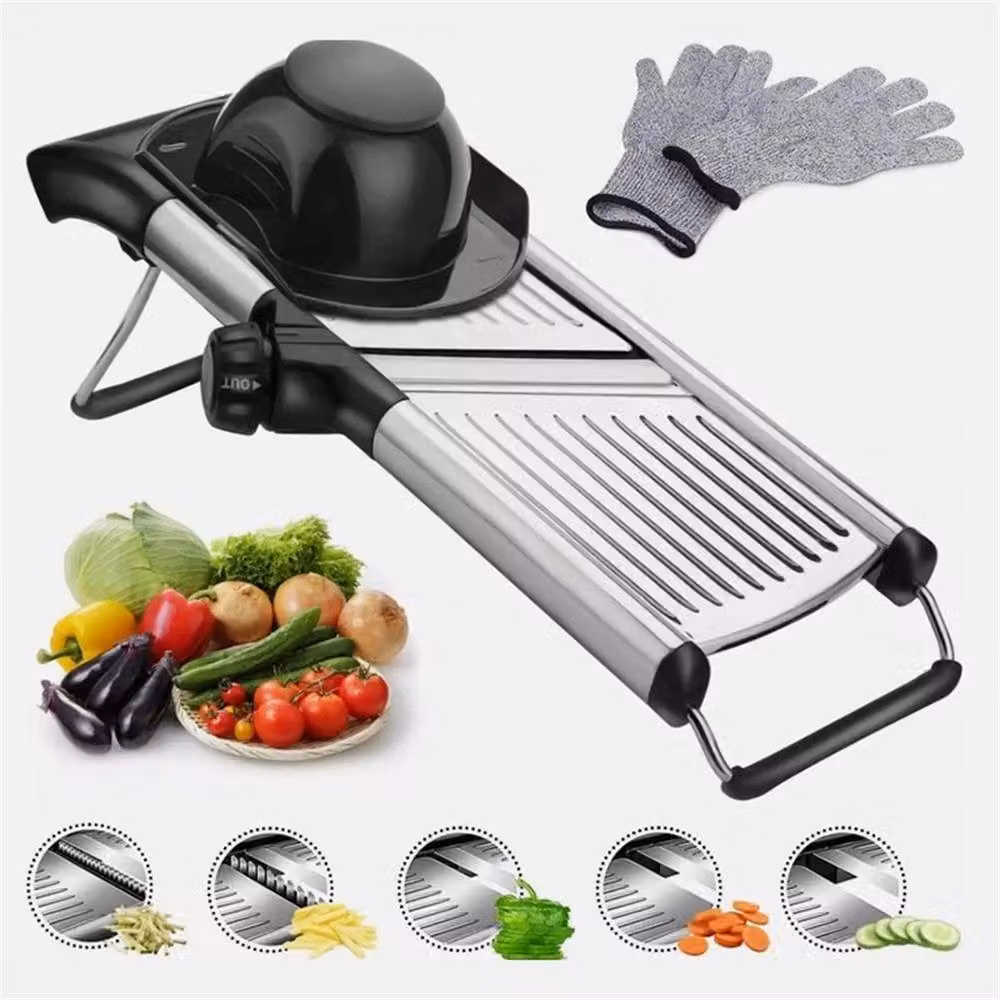 Nordara Professional Mandoline Slicer and Vegetable Fruit Cutter in Black Stainless Steel – 5