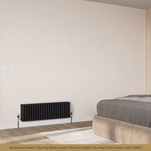 UK Radiators Alpha 4 Column Horizontal Traditional Cast-Iron Style Radiator in Black, W: 98.8 cm, H: 30.0 cm – 3