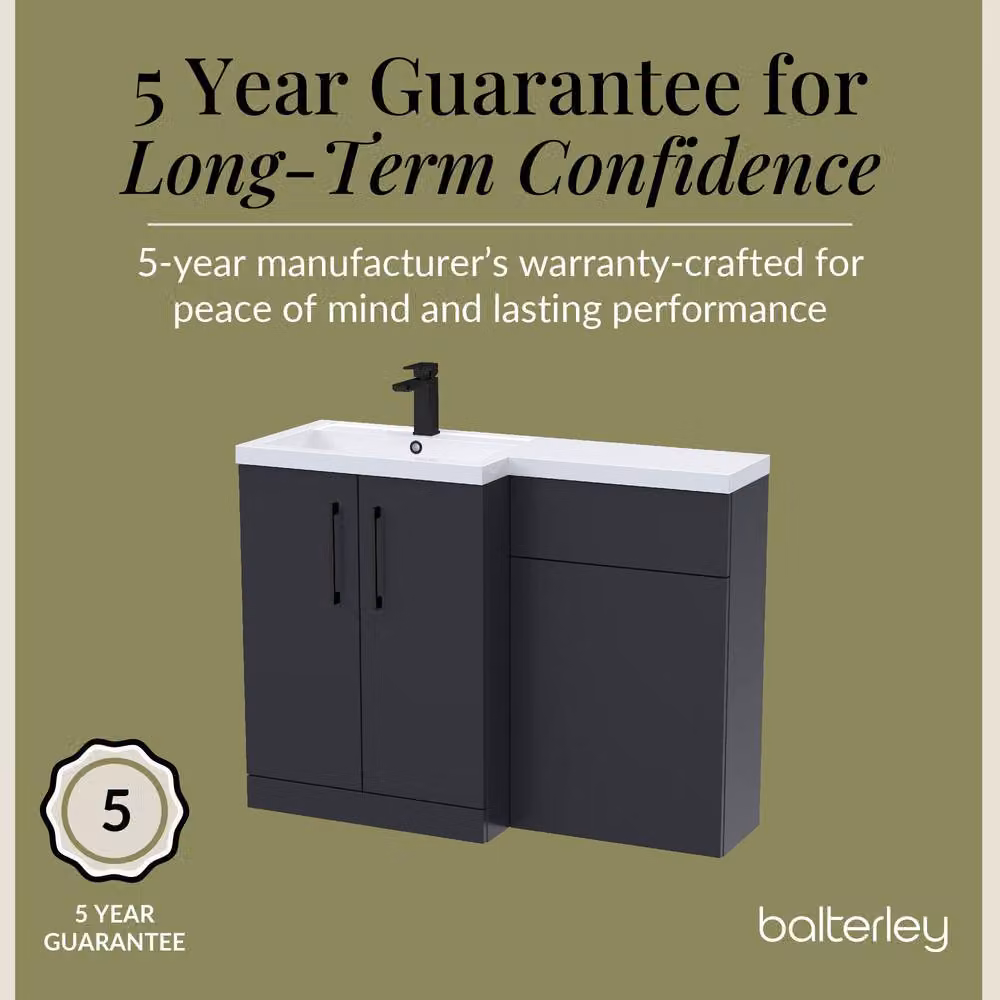 Balterley Left-Hand Vanity and WC Unit Combination in Matt Dark Grey, Width: 110 cm – 5