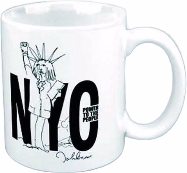 John Lennon NYC Power To The People Ceramic Mug in White and Black