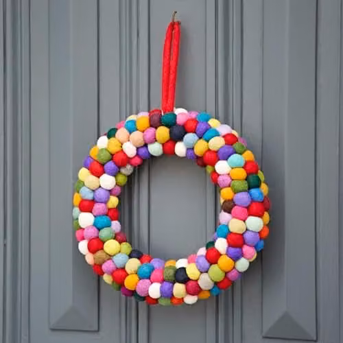 Paper High Multicoloured Hanging Christmas Wreath