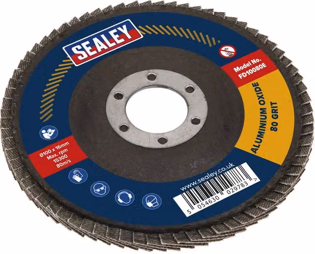 Loops 100mm Aluminium Oxide Flap Disc with 16mm Bore and Depressed Centre, 80 Grit