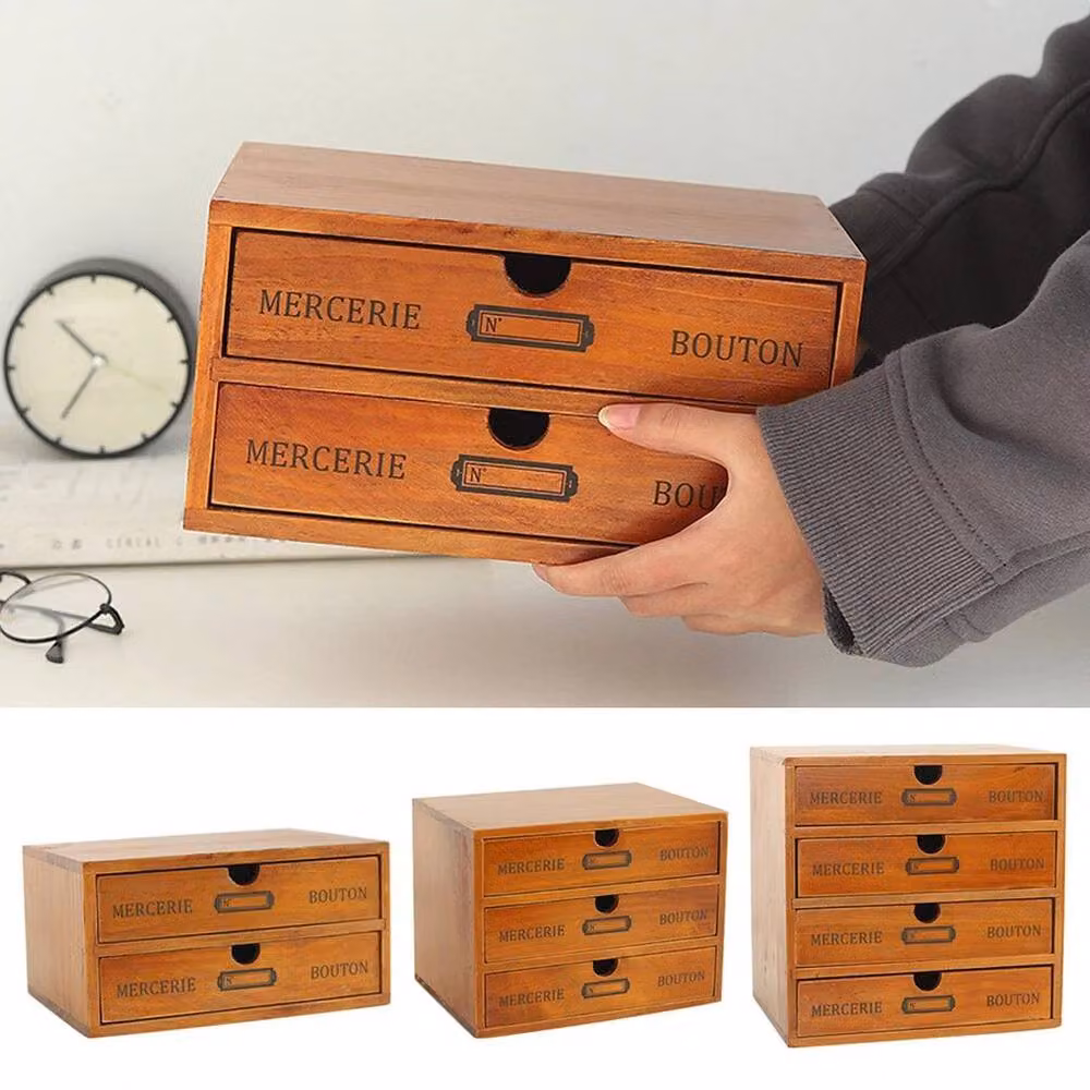 FORGEVIO 2 Drawer Wooden Office Storage Box in Brown, Width: 50 cm – 3