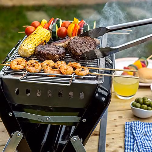 George Foreman Tabletop Charcoal BBQ in Black with Chrome and Steel Finish – 3